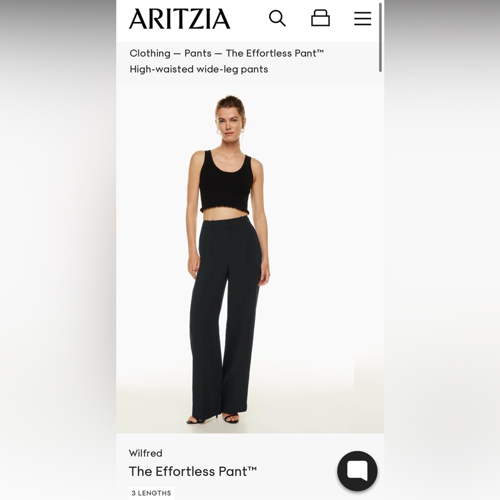 Aritzia Wilfred effortless pant black size 6 NWOT